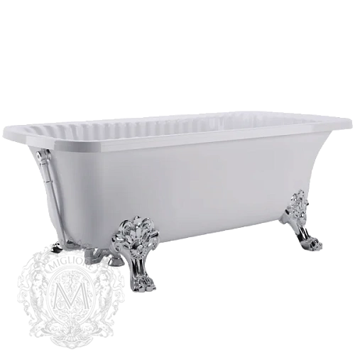 Ванна из искусственного камня Migliore Olivia 174х80 см фурнитура хром - фото 1