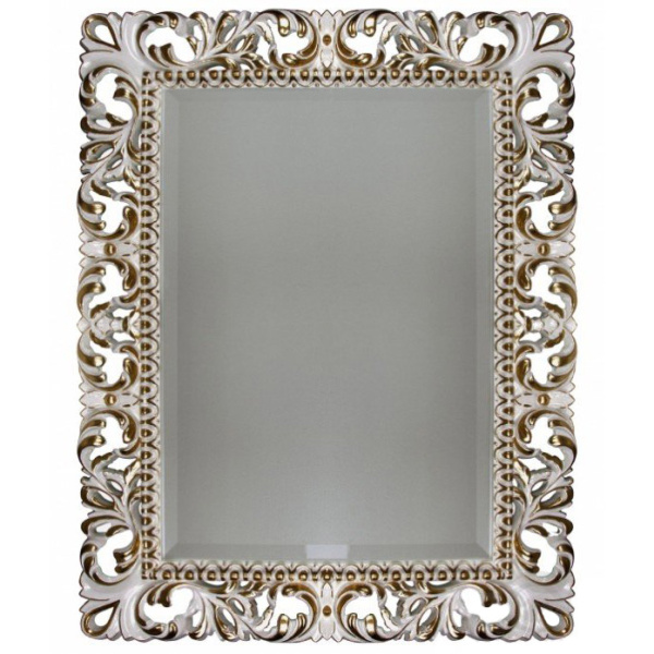 Зеркало прямоугольное с фацетом, цвет белый глянец с бронзой, Tessoro Isabella 75 TS-1021-W/B (детальная фотография)