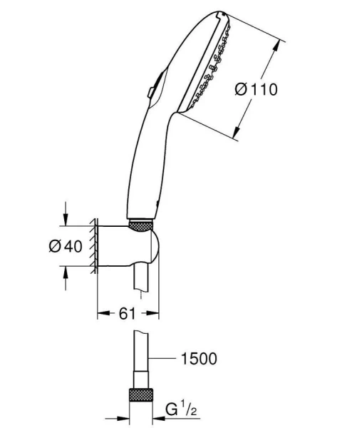 Душевой комплект Grohe Tempesta хром 2780330E (детальная фотография), душевые комплекты, наборы