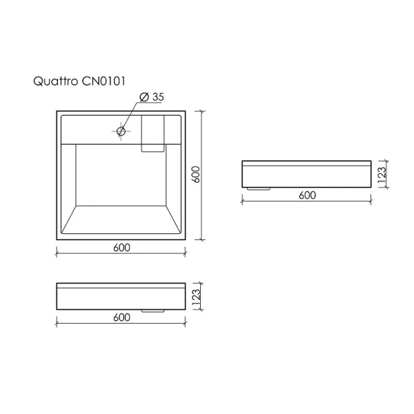 Раковина над стиральной машиной Ceramica Nova Quattro 60 см белая CN0101 (детальная фотография), современные, hi-tech