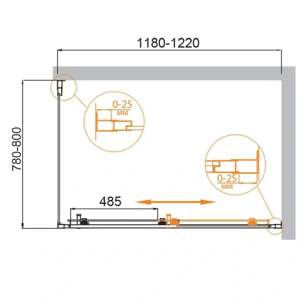 Душевой уголок Cezares Molveno 120x80 см стекло прозрачное MOLVENO-AH-11-120/80-C-Cr-IV (детальная фотография), прямоугольные