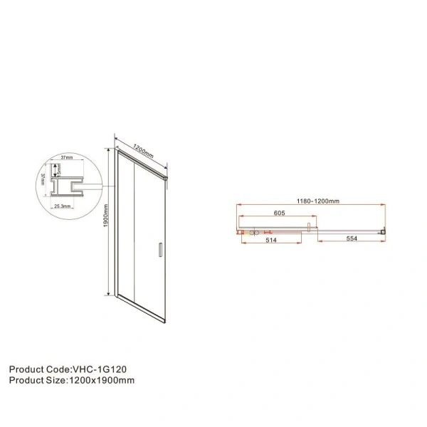 Душевой уголок Vincea Garda 120х120 см профиль черный VSS-1G1212CLB (детальная фотография), черные