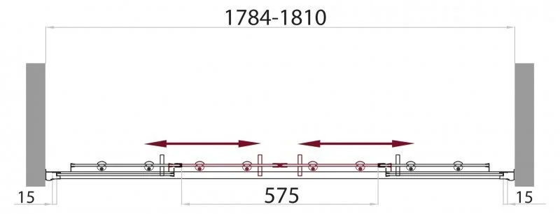 Душевая дверь в нишу BelBagno Uno 180 см с рифленым стеклом UNO-BF-2-180-P-Cr (детальная фотография), современные, hi-tech