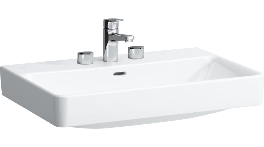 Раковина Laufen Pro S 70 см с 3 отверстиями для смесителя с отверстием перелива 8.1096.7.000.108.1 (детальная фотография)
