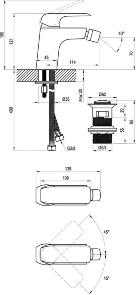 Смеситель для биде Ravak Flat черный X070178 (детальная фотография), для биде
