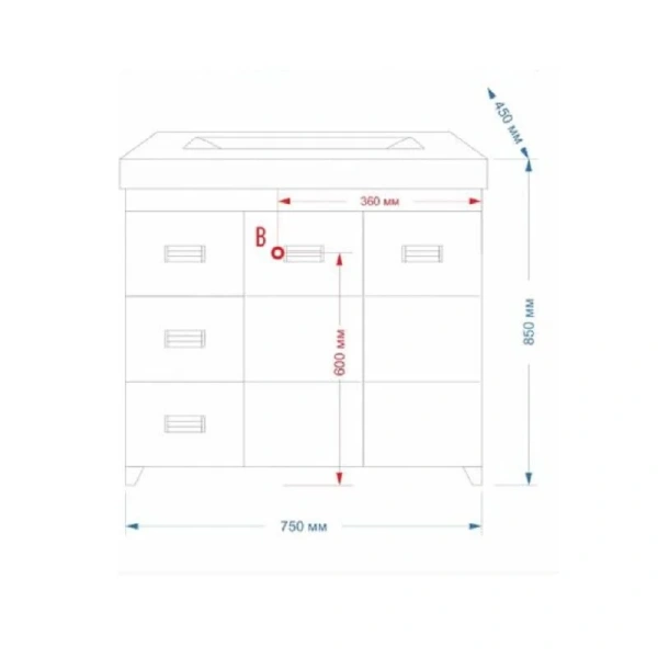 Тумба для раковины Misty Селена П-Сел01075-01ПР3Я (детальная фотография), нет в наличии