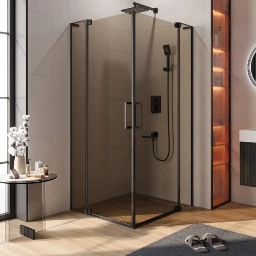 Душевой уголок Cezares Slider 90х80 см стекло бронзовое профиль черный - фото 6