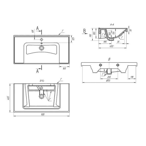 Раковина мебельная Lemark Грэйс 90 см керамическая 641617 (детальная фотография), в наличии