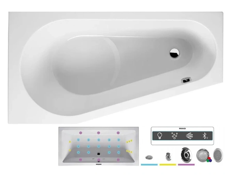 Ванна гидромассажная Riho Delta 150 x 80 см, JOY, левая/правая BB8000500000000_JOY (детальная фотография), асимметричные
