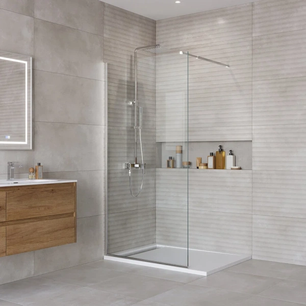 Душевая перегородка BelBagno Kraft 90 см профиль хром KRAFT-L-1-90-C-Cr (детальная фотография), хром