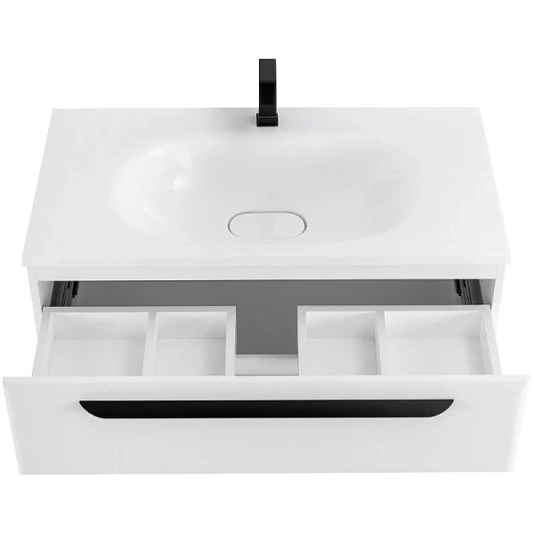 Тумба под раковину подвесная Cezares Eco 75 см bianco opaco ECO-750-2C-SO-BO (детальная фотография), белая