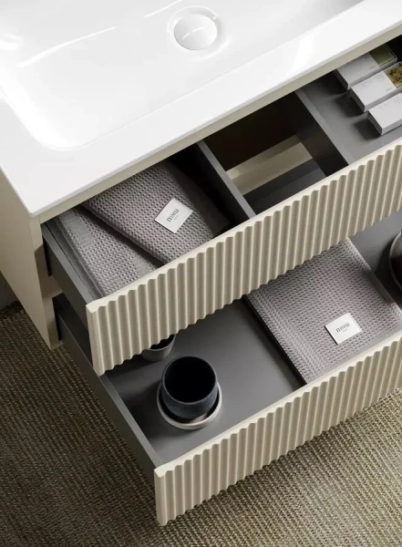 Тумба с раковиной подвесная Sancos Snob R SNR100 см с ящиками (детальная фотография), комплект (набор)