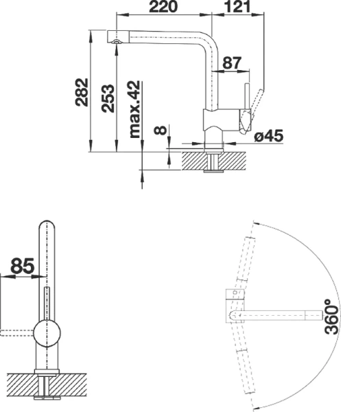 Смеситель для кухни Blanco Linus черный матовый 525806 (детальная фотография), черные