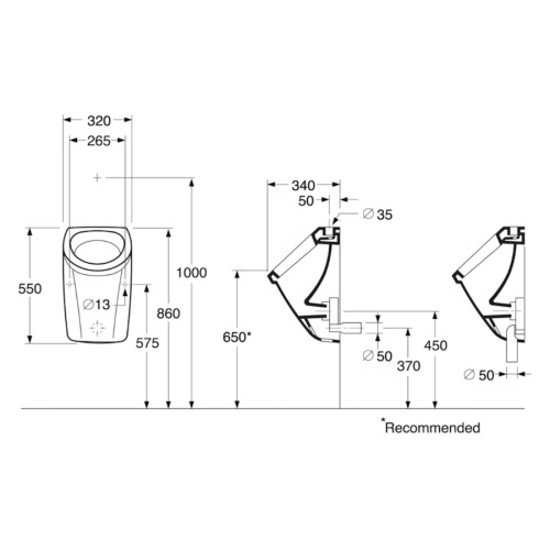 Писсуар Gustavsberg 7G50, 7G51 (детальная фотография), современные, hi-tech