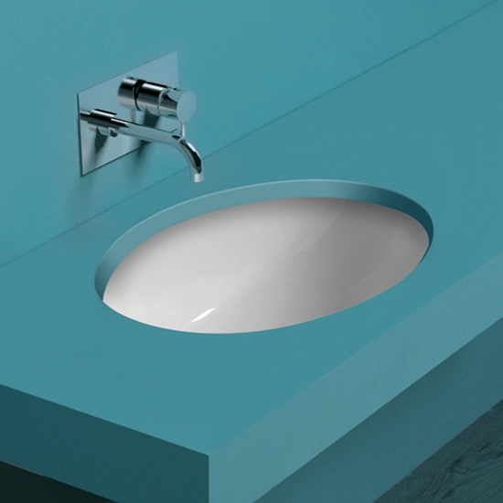 Раковина Simas Top e lavabi d'Arredo 58 см под столешницу, белая S 53 BI (детальная фотография), встраиваемые (в столешницу), пристенные