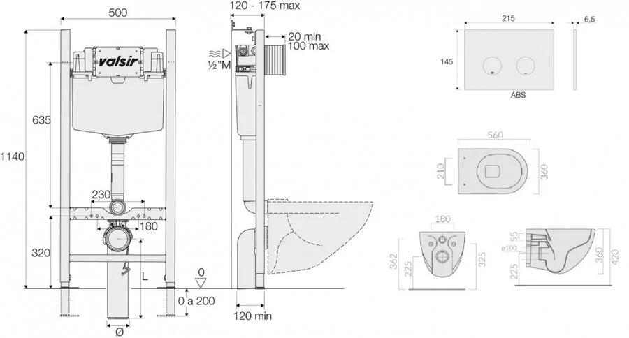 Унитаз с инсталляцией Valsir Dream с клавишей хром KIT VSCR 7317 Std P4 (детальная фотография), с инсталляцией