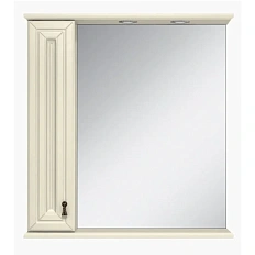 Зеркальный шкаф с подсветкой Misty Лувр 65 см слоновая кость правый