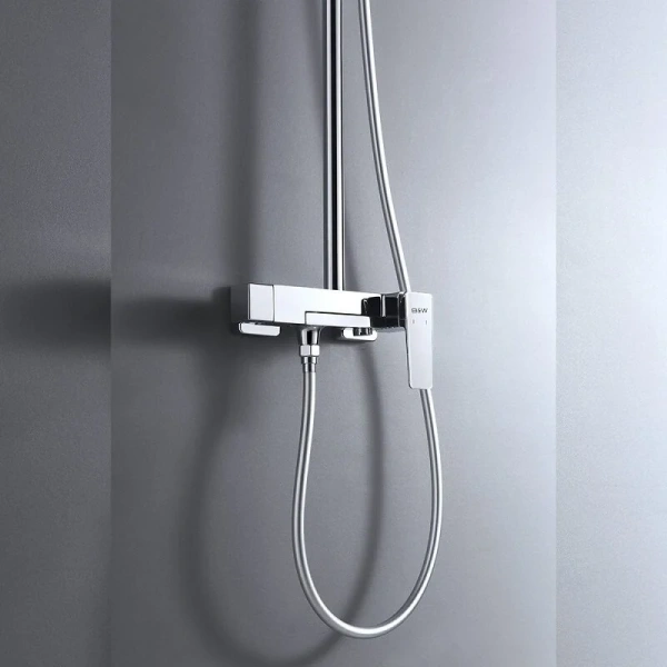 Душевая стойка Black&White Universe латунь (детальная фотография), с изливом