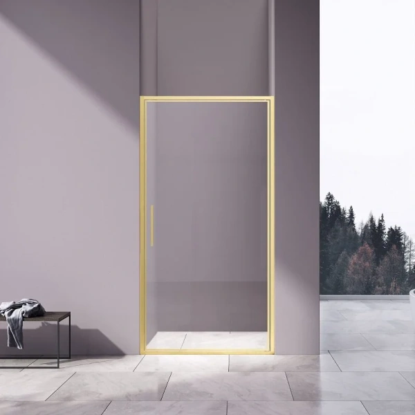 Душевая дверь в нишу Vincea Slim 100 см профиль золото стекло прозрачное VDP-4SL100CLG (детальная фотография)