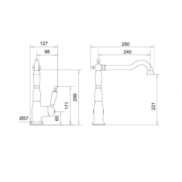 Смеситель для кухни Migliore Oxford хром 18241 (детальная фотография), для кухни