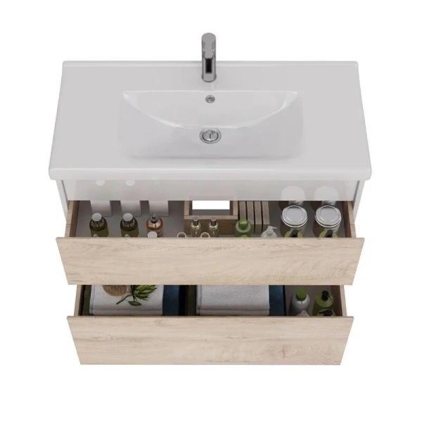 Тумба под раковину подвесная Lemark Combi 100 см дуб кантри LM03C100T-dub (детальная фотография), моноблок