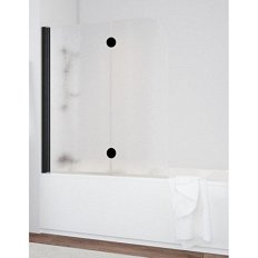 Душевая шторка на ванную профиль черный глянцевый стекло шиншилла Vegas-glass