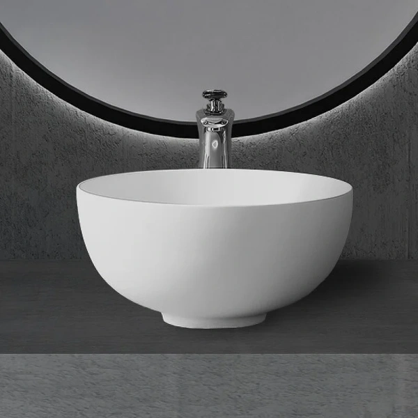 Раковина Abber Stein 40 см белая матовая AS2617 (детальная фотография), накладные (на столешницу), пристенные