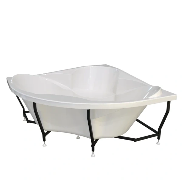 Акриловая ванна Радомир Филадельфия 1-01-4-0-1-042К, 168 х 168 см, каркас, фронтальный экран, сифон, слив-перелив автомат в комплекте, белая/бронза (детальная фотография), угловые, приставные, встраиваемые