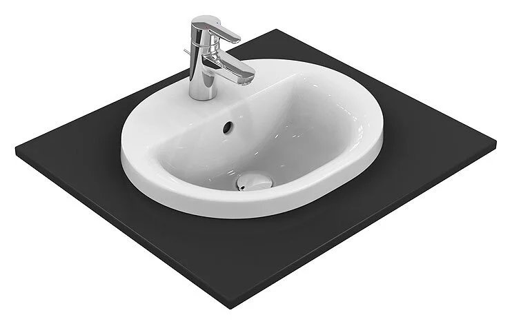 Раковина Ideal Standard Connect 48 см с отверстием под смеситель E503801 (детальная фотография), встраиваемые (в столешницу), пристенные