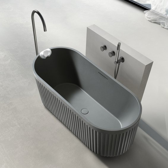 Ванна из искусственного камня ALTROBAGNO Gianni 090214 170x75 см cement grey ALTROBAGNOGianni090214CementGrey (детальная фотография), 170x75 см