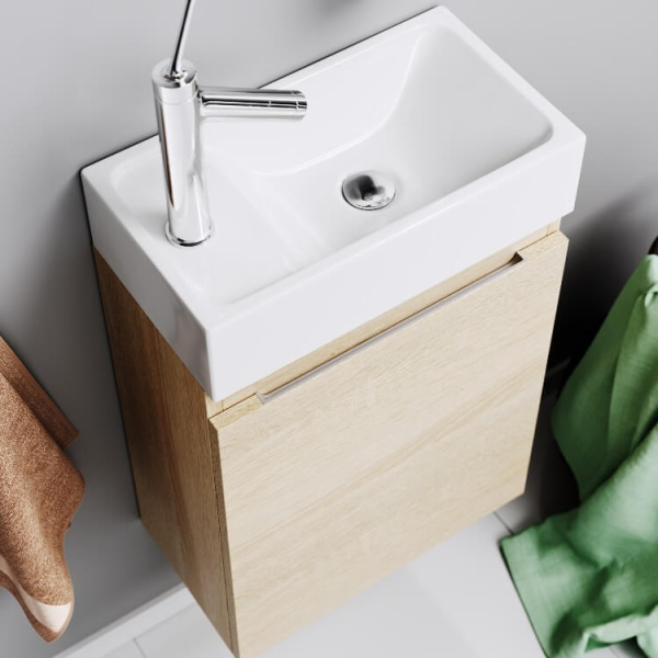 Тумба под раковину подвесная Aqwella Леон-МР 40 см дуб сонома Ln-MP.01.04/DS (детальная фотография), современная, hi-tech