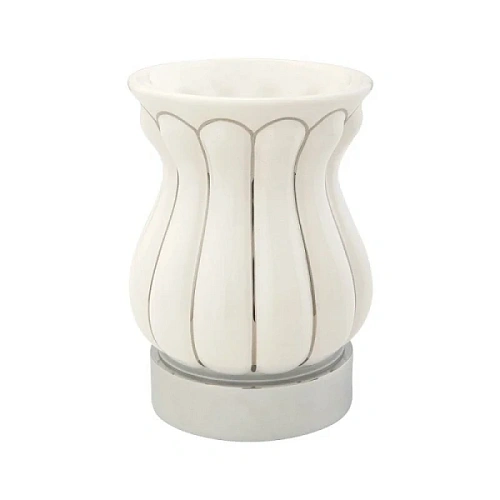 Стакан для ванной Migliore Olivia белая керамика с декором платина - фото 4