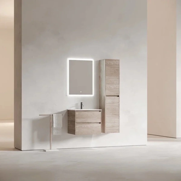 Тумба под раковину подвесная Sancos Libra 60 см дуб галифакс натуральный LB60EG (детальная фотография), подвесная, пристенная