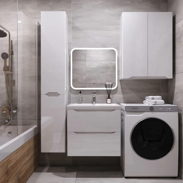 Тумба под раковину подвесная Style Line Марелла Люкс Plus 60 см белый глянец СС-00002405 (детальная фотография), современная, hi-tech