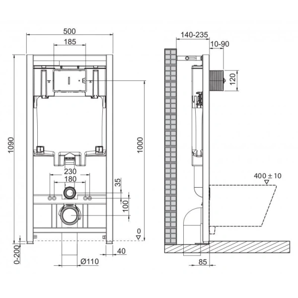 Унитаз с инсталляцией Belbagno Ardente-C кнопка черная BB3202CHR-MB/BB3202SC-MB/BB002-80/BB007-PR-NERO.M (детальная фотография), с инсталляцией