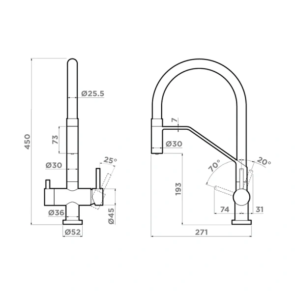 Смеситель для питьевой воды Omoikiri Akeno lg светлое золото 4994546 (детальная фотография), современные, hi-tech