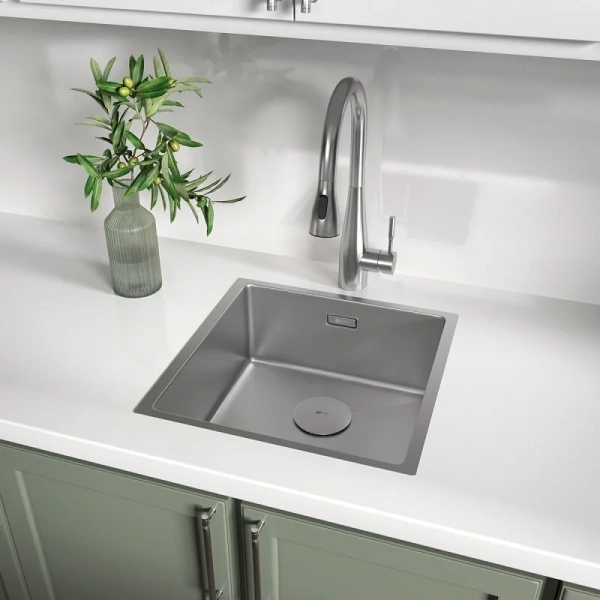 Мойка для кухни Lemark Olanga 44 см сталь 9937121 (детальная фотография), из нержавеющей стали, стальные, металлические