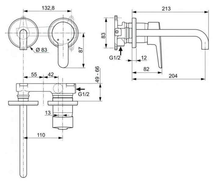 Смеситель для раковины Ideal Standard Connect Blue A5933 встраиваемый (детальная фотография), для раковины