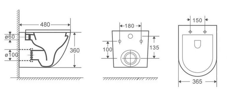 Унитаз подвесной Azario Teramo безободковый AZ-0053 SP (детальная фотография), подвесные
