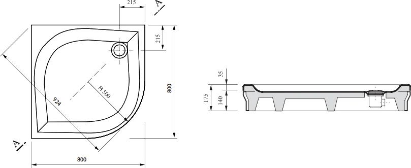 Душевой поддон, цвет белый, Ravak Elipso ЕХ 80 A224401310 (детальная фотография), в наличии
