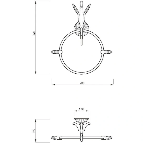 Полотенцедержатель Migliore Luxor кольцо 26122 (детальная фотография), классические, ретро, декорированные