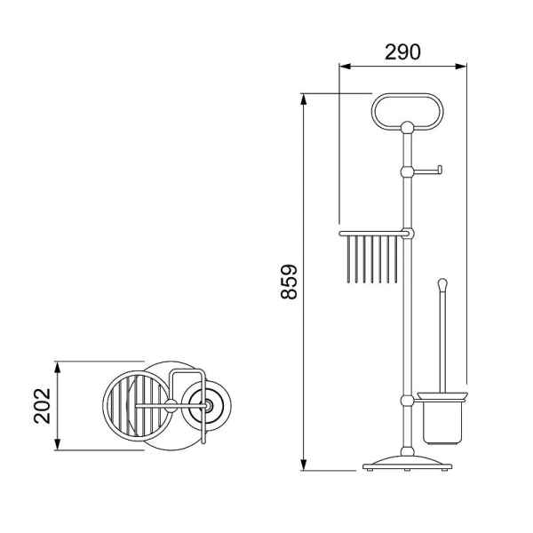 Стойка для ванной Timo Nelson хром 150185/00 (детальная фотография), классические, ретро