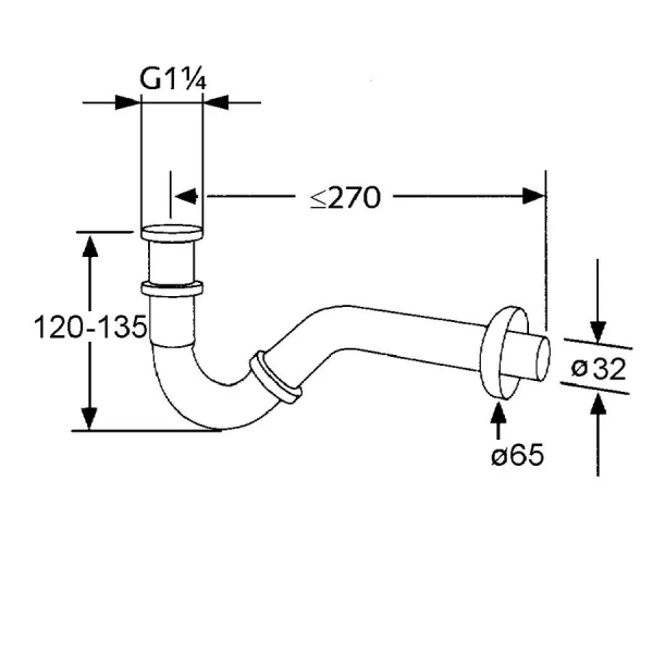Сифон для биде Kludi трубчатый 1031105-00 (детальная фотография), в наличии