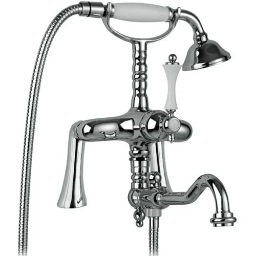 Смеситель для ванны Cezares Margot хром, ручка белая - фото 1