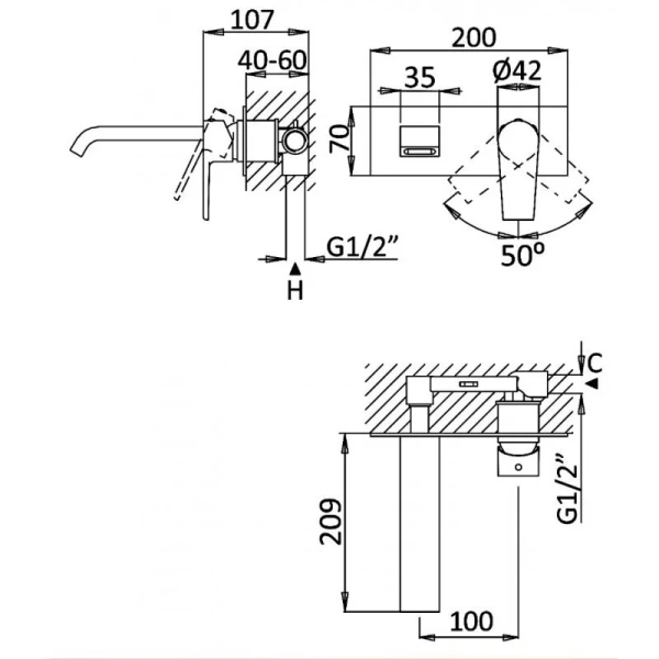 Смеситель для раковины Cezares Nautic белый NAUTIC-BLI-BIO (детальная фотография), для раковины