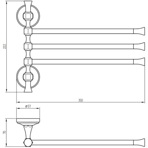 Полотенцедержатель Migliore Fortuna 2767 тройной (детальная фотография), классические, ретро, декорированные