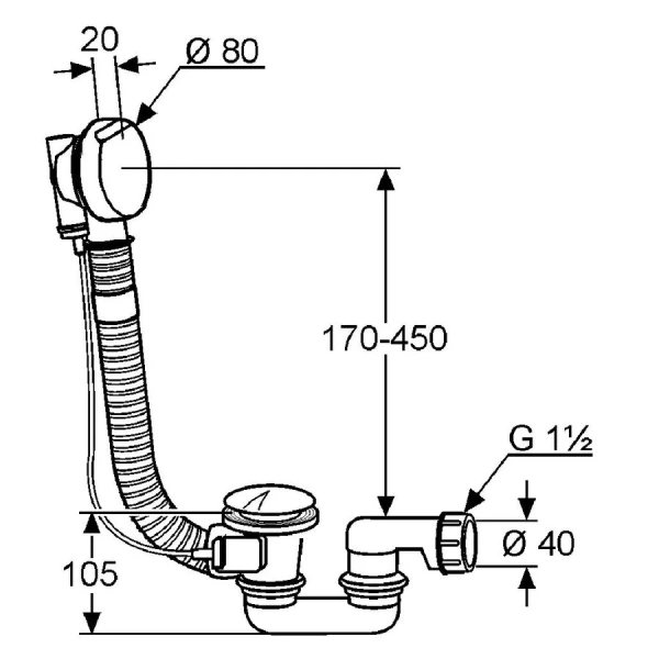 Слив-перелив Kludi Rotexa хром 2140705-00 (детальная фотография), полуавтомат