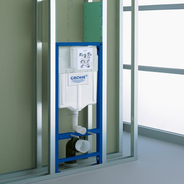 Инсталляция для унитаза Grohe Rapid SL с панелью смыва хром 38721001 (детальная фотография), с пневматическим сливом