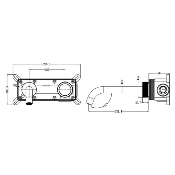 Смеситель для раковины Boheme Tech хром 158/2-CR (детальная фотография), для раковины