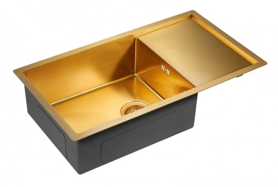 Мойка для кухни Paulmark Wing 78 см брашированное золото PM217844-BG (детальная фотография), из нержавеющей стали, стальные, металлические